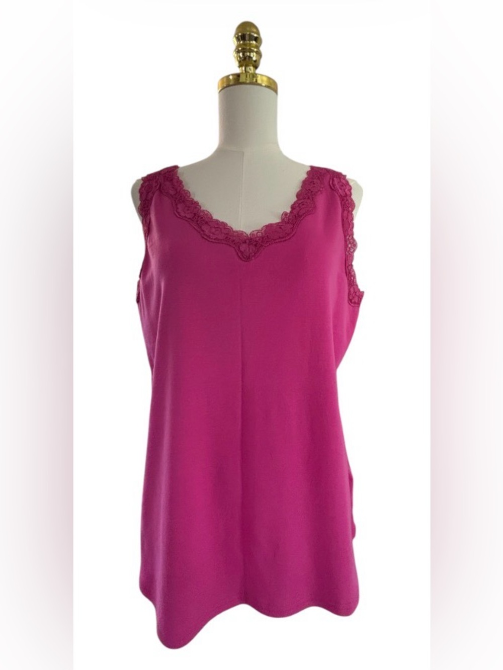Style & Co. Lace-Trim Pink Women's Tank Top Petite XL